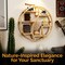 Vintiquewise Round Bamboo Wall Shelf with 3-Tier Wooden Display Sections Boho Circle Hanging Shelf for Living Room Bedroom Entryway & Home Decor – Decorative Circular Storage Rack for Small Plants Accents and Collectibles